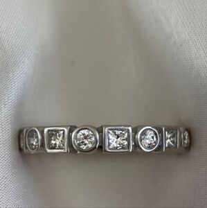palladium Square And Round Diamond Ring